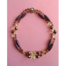 jwg Vintage 30s 40s collier kralen ketting paars geel