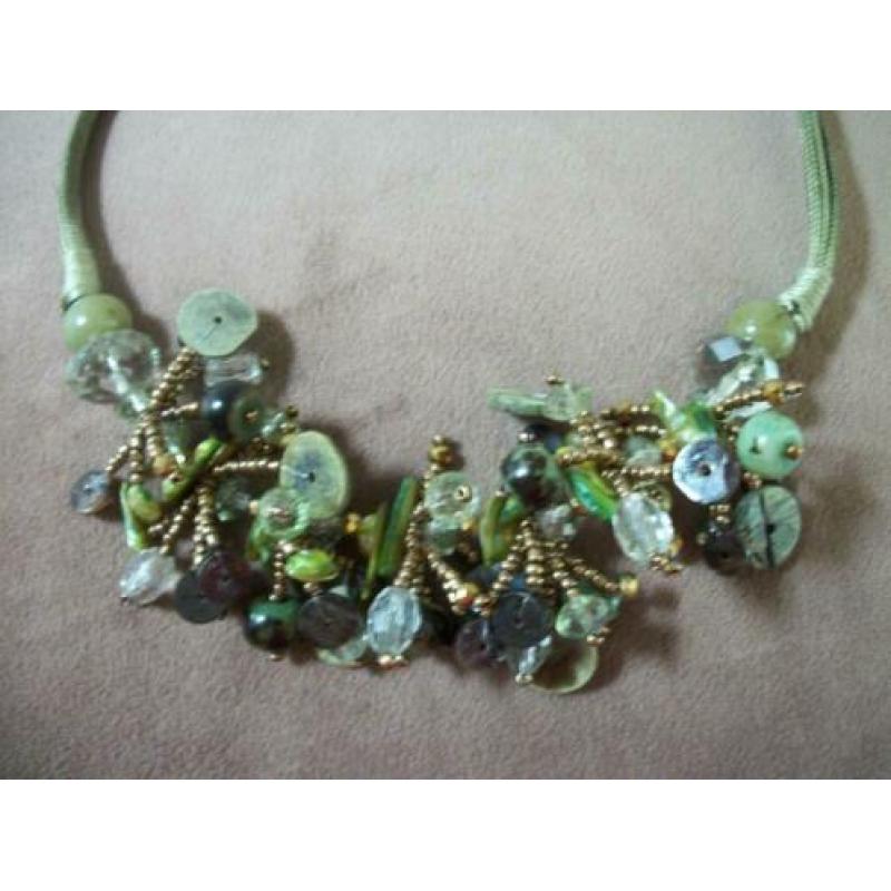 Verstelbare Ketting Kralen – Groen Goud – Wings - zgan