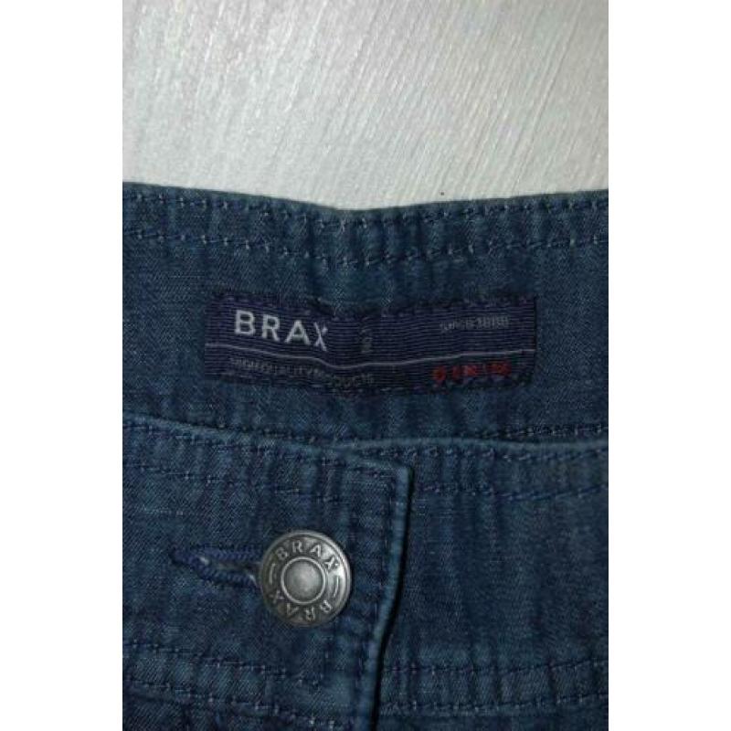 NIEUWE BRAX MARINA linnen-mix pantalon, broek, blauw, Mt. 38