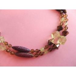 jwg Vintage 30s 40s collier kralen ketting paars geel