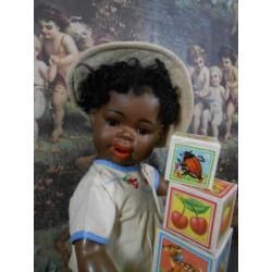 antieke pop**Zeldzame Mulat-pop van S & Q, 42 cm.