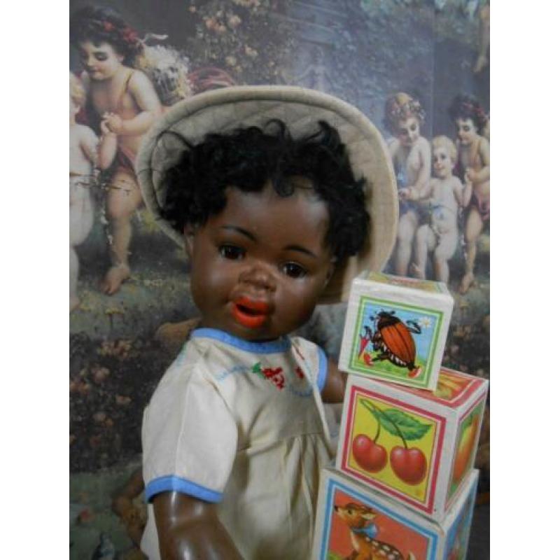 antieke pop**Zeldzame Mulat-pop van S & Q, 42 cm.