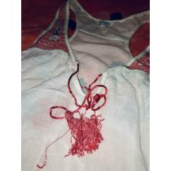 Hippie blouse. Maat M. Wit met Roze. ZGAN