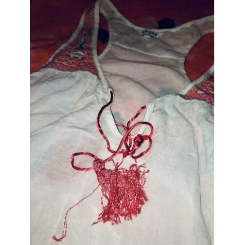 Hippie blouse. Maat M. Wit met Roze. ZGAN