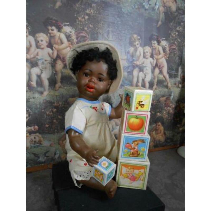 antieke pop**Zeldzame Mulat-pop van S & Q, 42 cm.