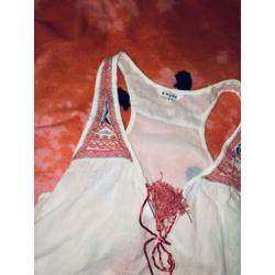 Hippie blouse. Maat M. Wit met Roze. ZGAN
