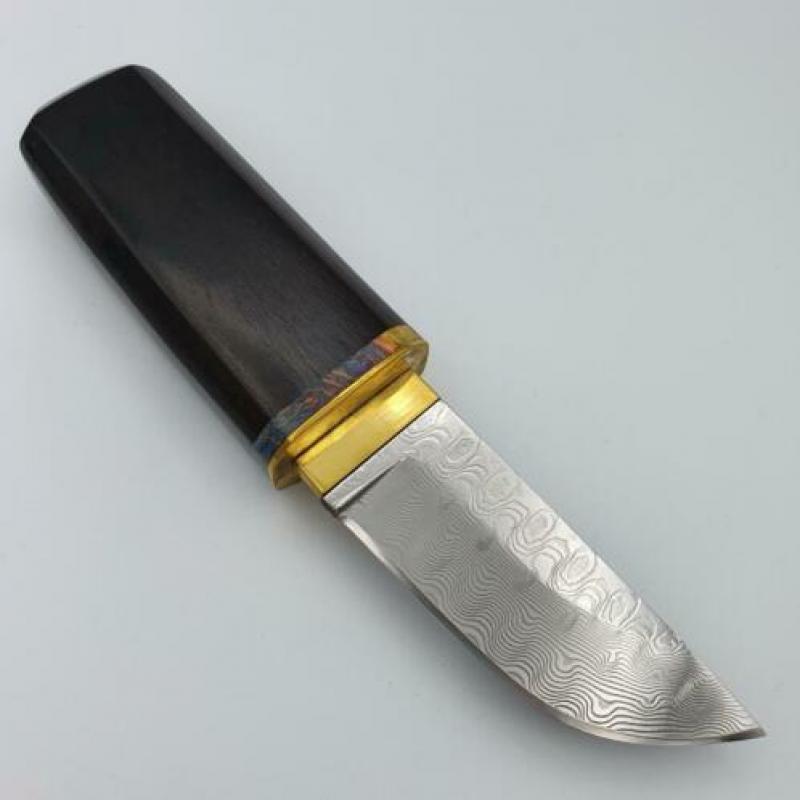 Damast San Mai Custom Samurai Desing Collector mes / zakmes