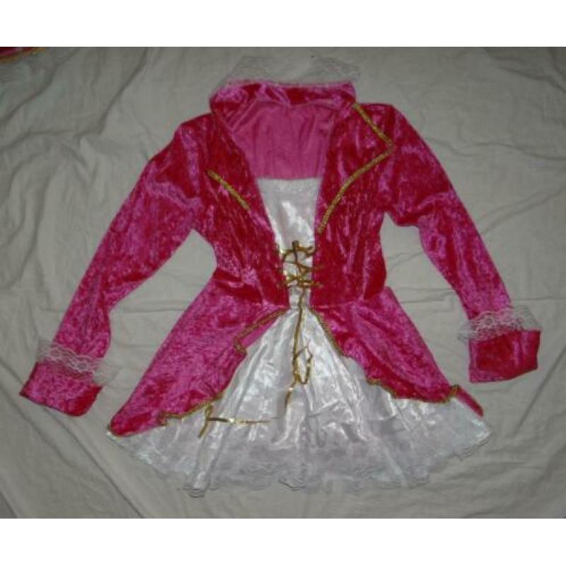 Leuke roze/wit/gouden PIRAAT/ZEEROVER/PIRATES jurk + hoed