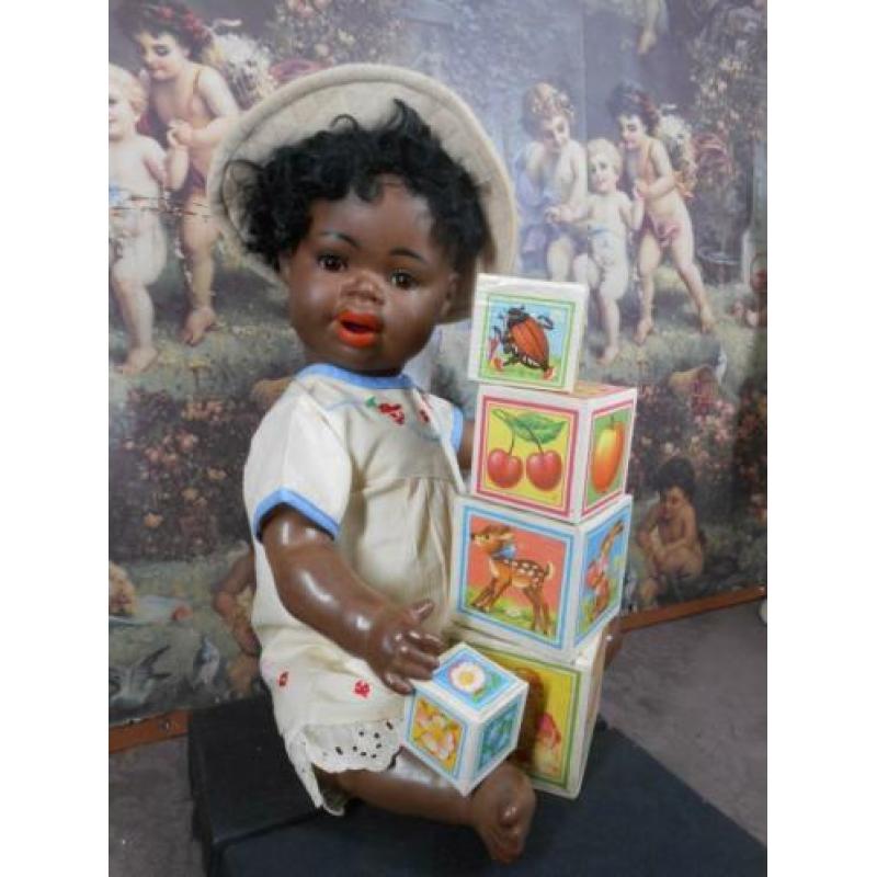 antieke pop**Zeldzame Mulat-pop van S & Q, 42 cm.