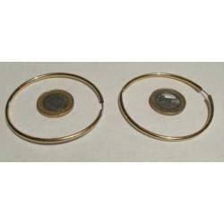14k Gouden Oorbellen diameter 6cm, dikte 1,6 mm (gebruikt)