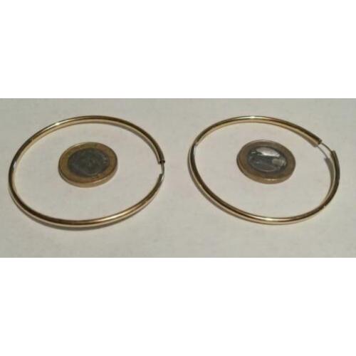 14k Gouden Oorbellen diameter 6cm, dikte 1,6 mm (gebruikt)