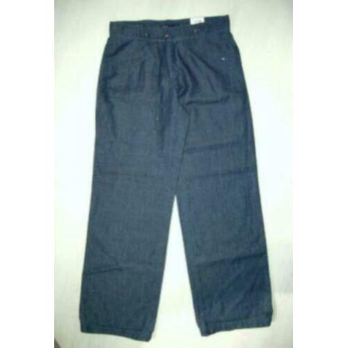 NIEUWE BRAX MARINA linnen-mix pantalon, broek, blauw, Mt. 38