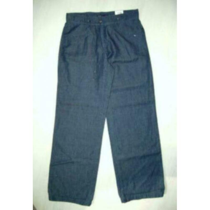 NIEUWE BRAX MARINA linnen-mix pantalon, broek, blauw, Mt. 38