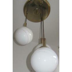 Vintage hanglamp 3 bollen met gouden bies