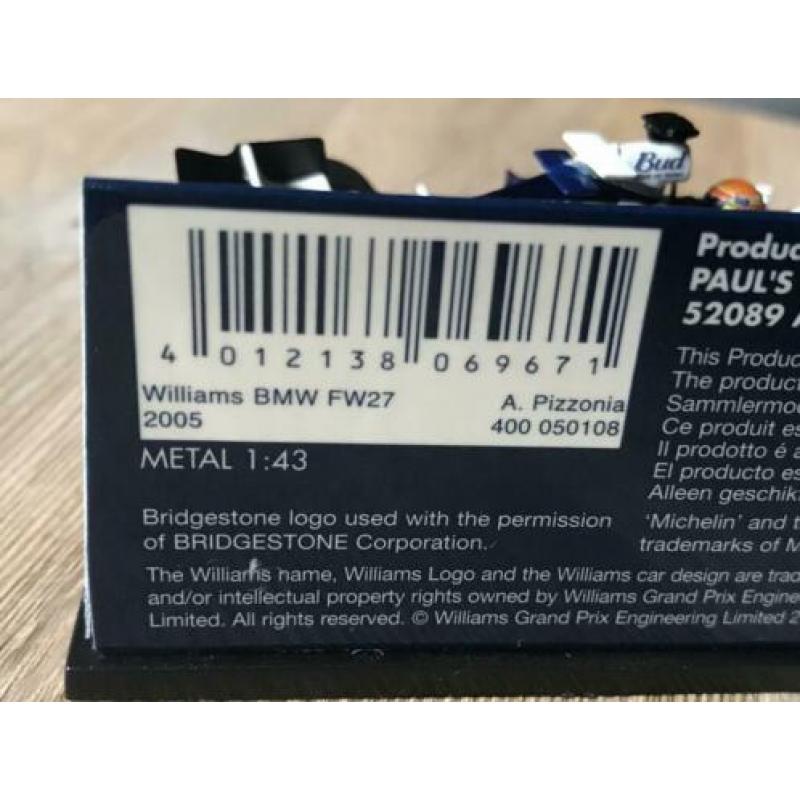 1:43 Minichamps Pizzonia 2005 Williams FW27
