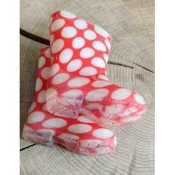 Regenlaarsjes maat 20 - rood met witte stippen