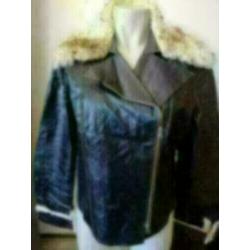 Italiaanse Genuine leather Vero Pelle jas maat 46 met bont
