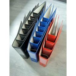 Ordners, A4. 4 x rood, 7x blauw, 8 x zwart