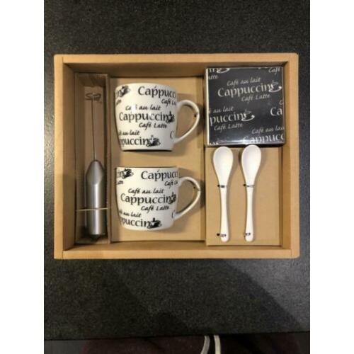 Cappuccinosetje koffie melkopschuimer cadeau geschenkset