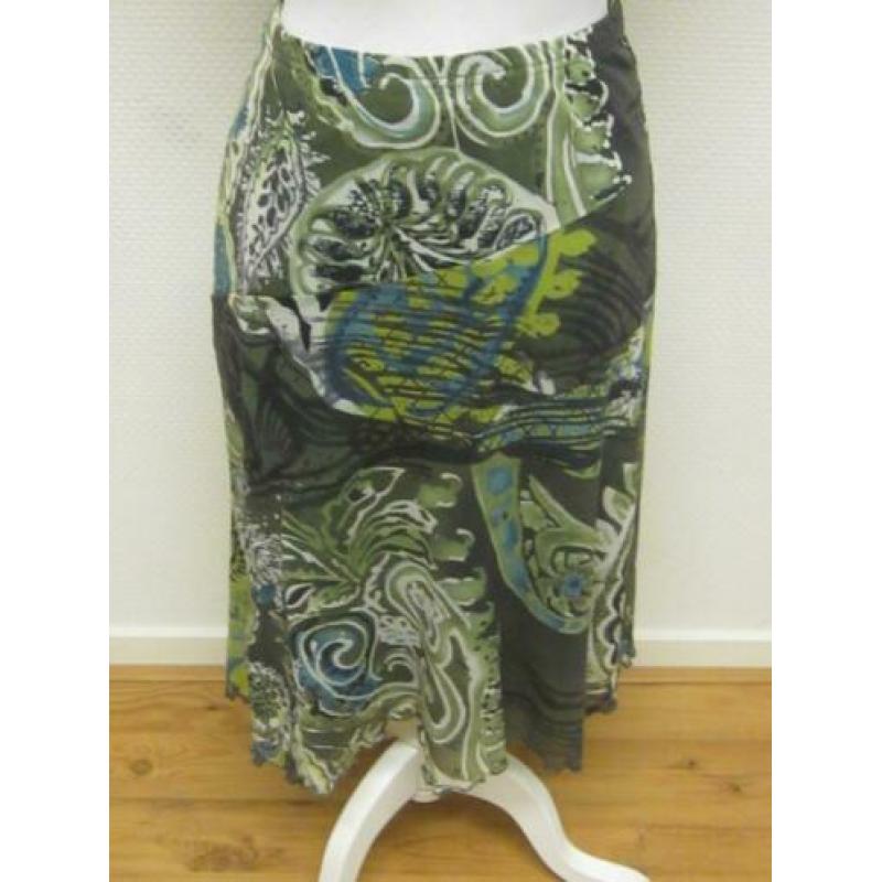 PROMISS - Trendy rok +top, kleuren groen en wit bewerkt, M