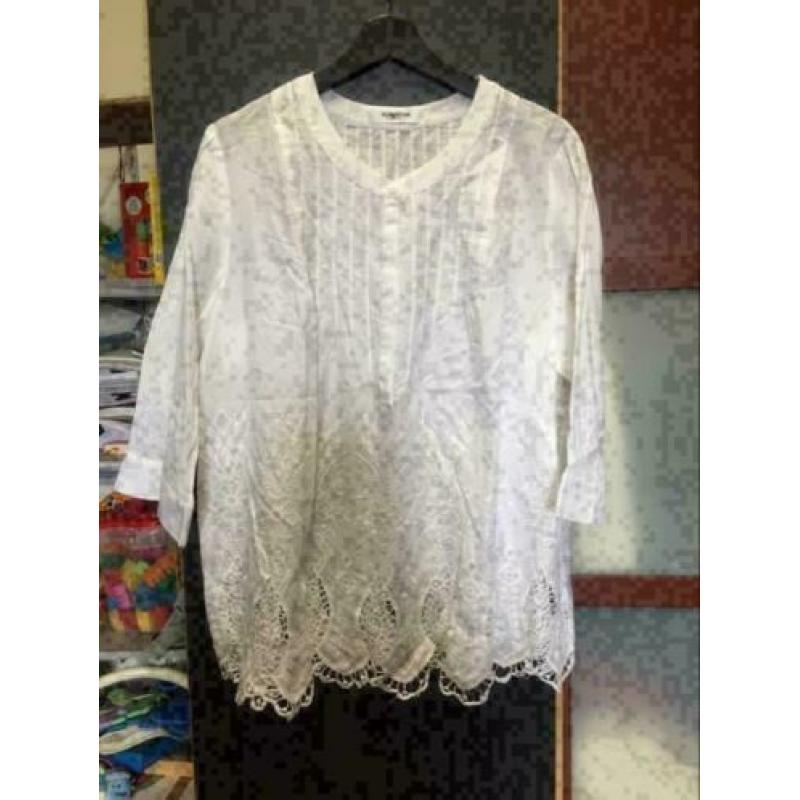 Wit design blouse, maat: l/xl