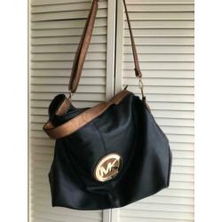 Shopper van Michael Kors, zwart met brons, vegan leather