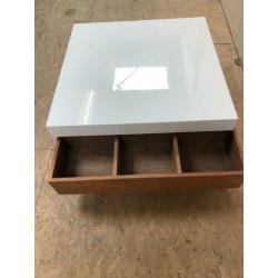 Salontafel massief hout wit hoogglans