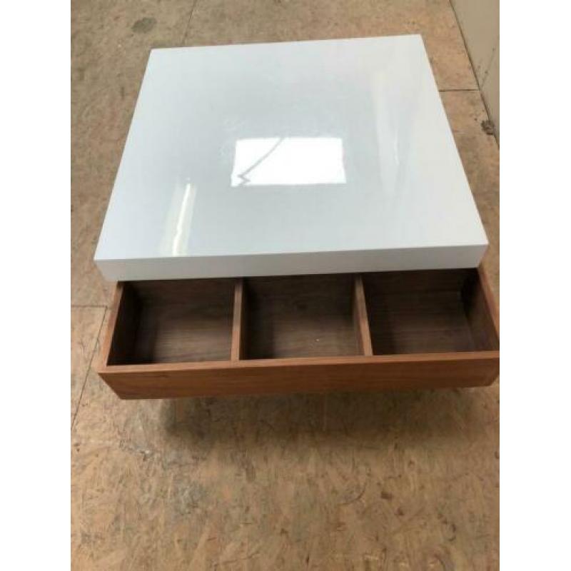 Salontafel massief hout wit hoogglans