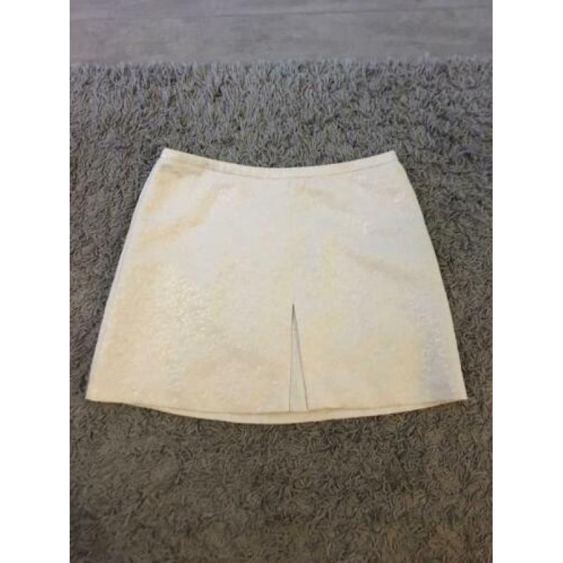 Zara feestelijke rok barok beige goud gloed l 42 zgan