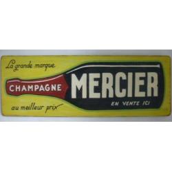 Groot vintage houten reclame bord/Mercier Champagne/drank