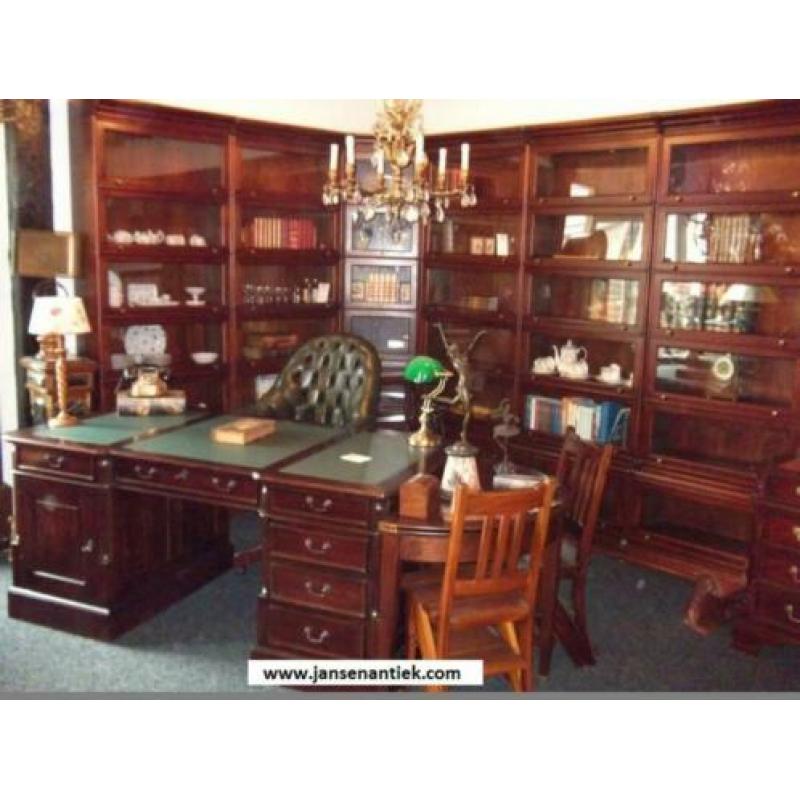 Bureau buro chesterfield mahonie noten teak nu v.a. €454,55