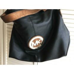 Shopper van Michael Kors, zwart met brons, vegan leather
