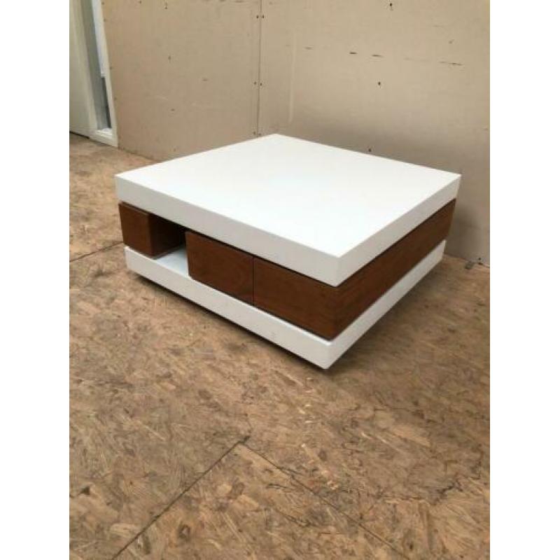 Salontafel massief hout wit hoogglans