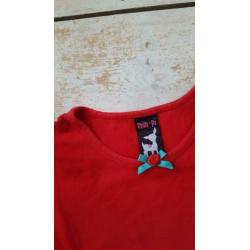 Mim-pi rode longsleeve met roosje 128