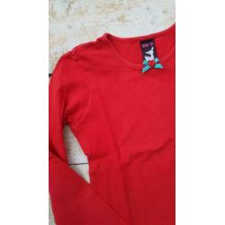 Mim-pi rode longsleeve met roosje 128