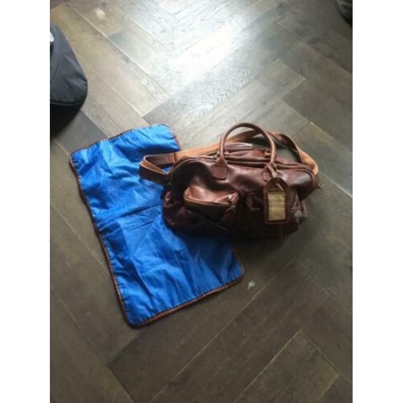 Cowboysbag luiertas cognac met verschoonmatje