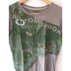 T-Shirt Replay grijs/groen maat s