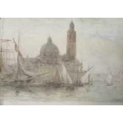 Aquarel Ernst Bosch geschept papier Venetië? maritiem