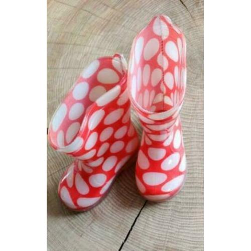 Regenlaarsjes maat 20 - rood met witte stippen