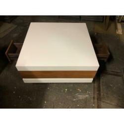 Salontafel massief hout wit hoogglans