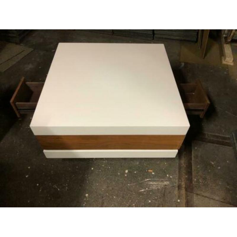 Salontafel massief hout wit hoogglans
