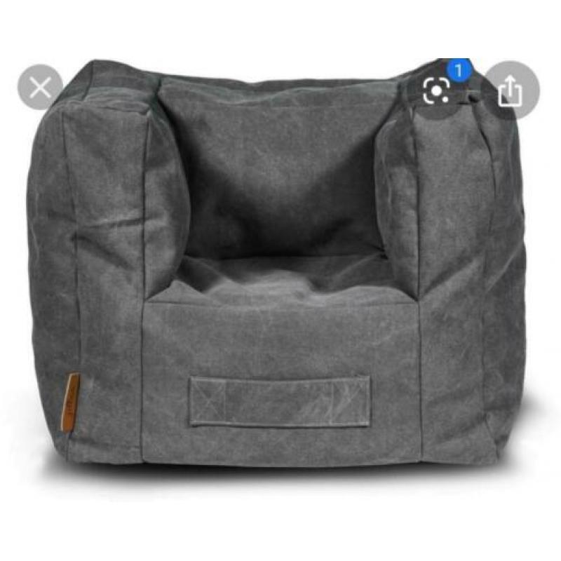 Jollein kinderfauteuil beanbag stonewashed canvas grijs