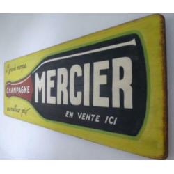 Groot vintage houten reclame bord/Mercier Champagne/drank
