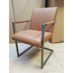 Industriële eetkamerstoelen in cognac leder 8 stuks!!