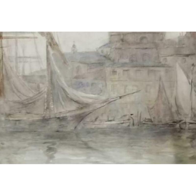 Aquarel Ernst Bosch geschept papier Venetië? maritiem