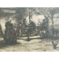 Antieke prent 1900 J. Bosboom Boerendeel AFM vel 25x34cm