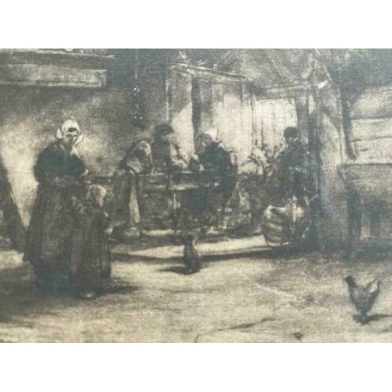 Antieke prent 1900 J. Bosboom Boerendeel AFM vel 25x34cm