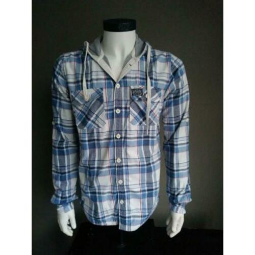 B keus: Superdry overhemd. Blauw Wit Rood. Maat L. Pluisjes