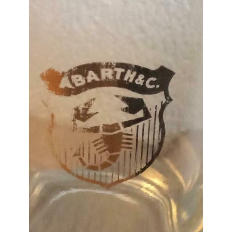 Vintage Abarth drinkglas glas met Abarth logo zoldervondst