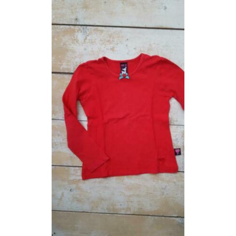 Mim-pi rode longsleeve met roosje 128
